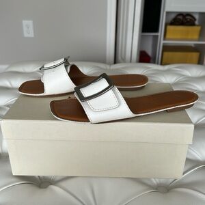 M.Gemi white leather the opanca sandals